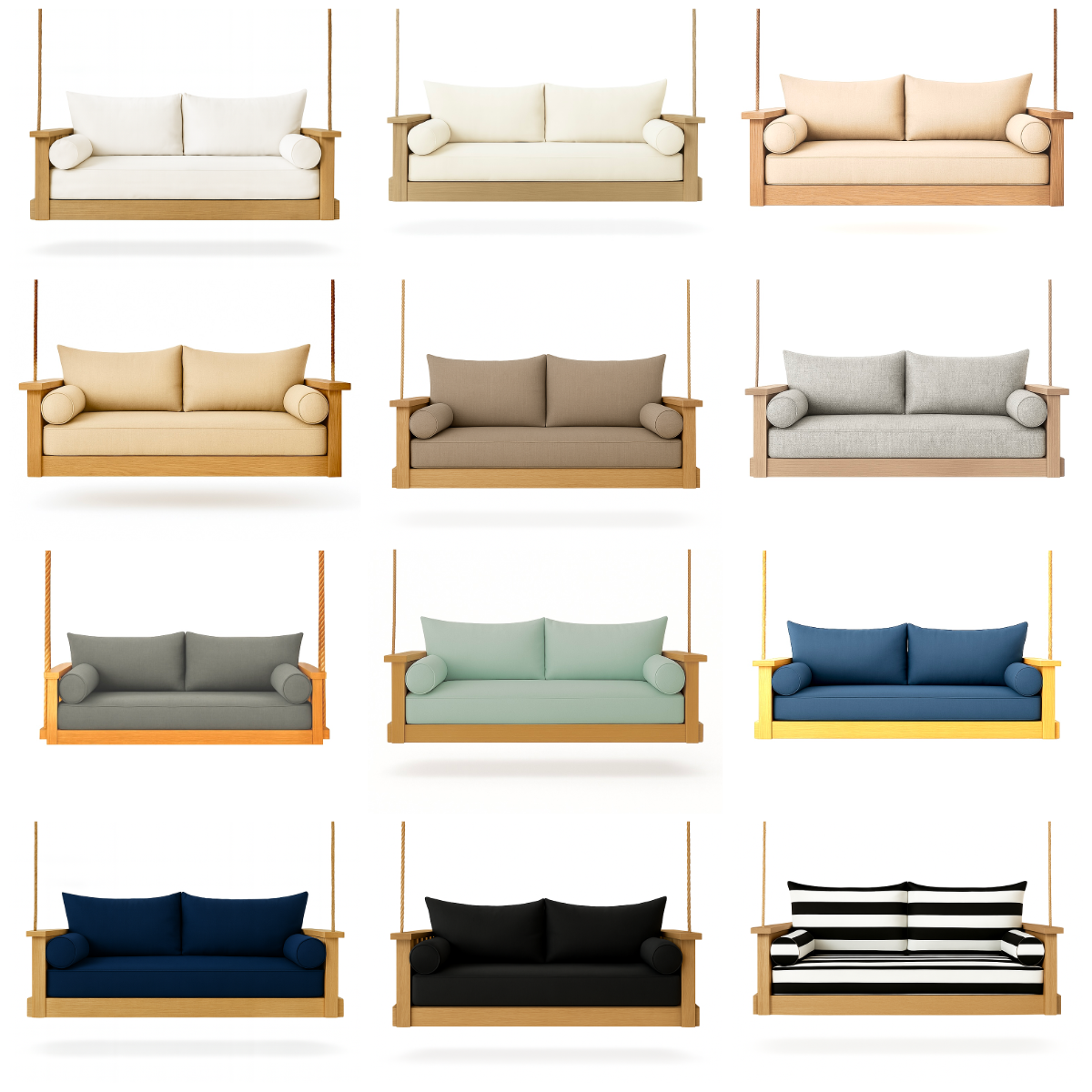 Twin size Mattress Cover Set  with two Back Pillows and Bolsters - Multiple Colors